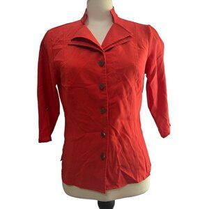 Kathy Che Vintage 3/4 Sleeve Double Collared Button Down Shirt Sz 8 (Medium) Wom